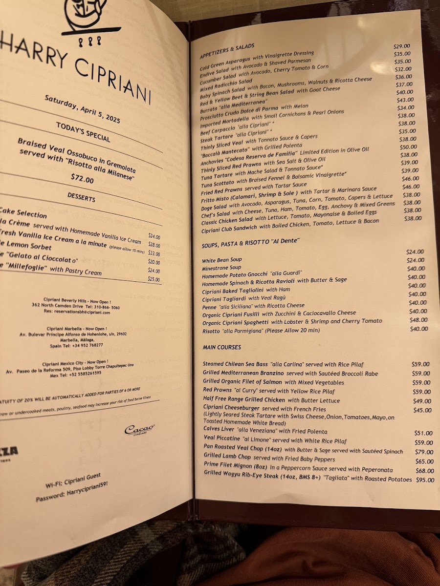 Harry Cipriani Menu - Image 4
